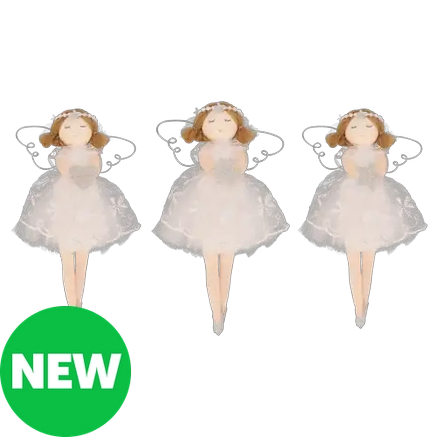 Image of Santa's Choice Angels Christmas Tree Decoration with Lace 16cm (Design May Vary)