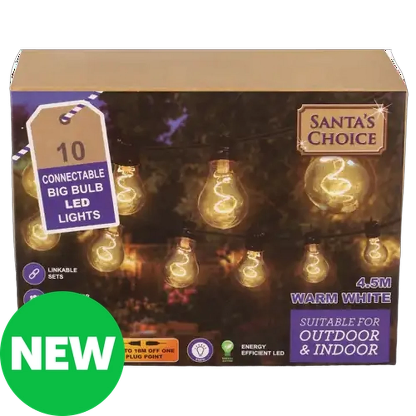 Image of Santa's Choice Connectable Big Bulb LED Lights 4.5m 10-Piece