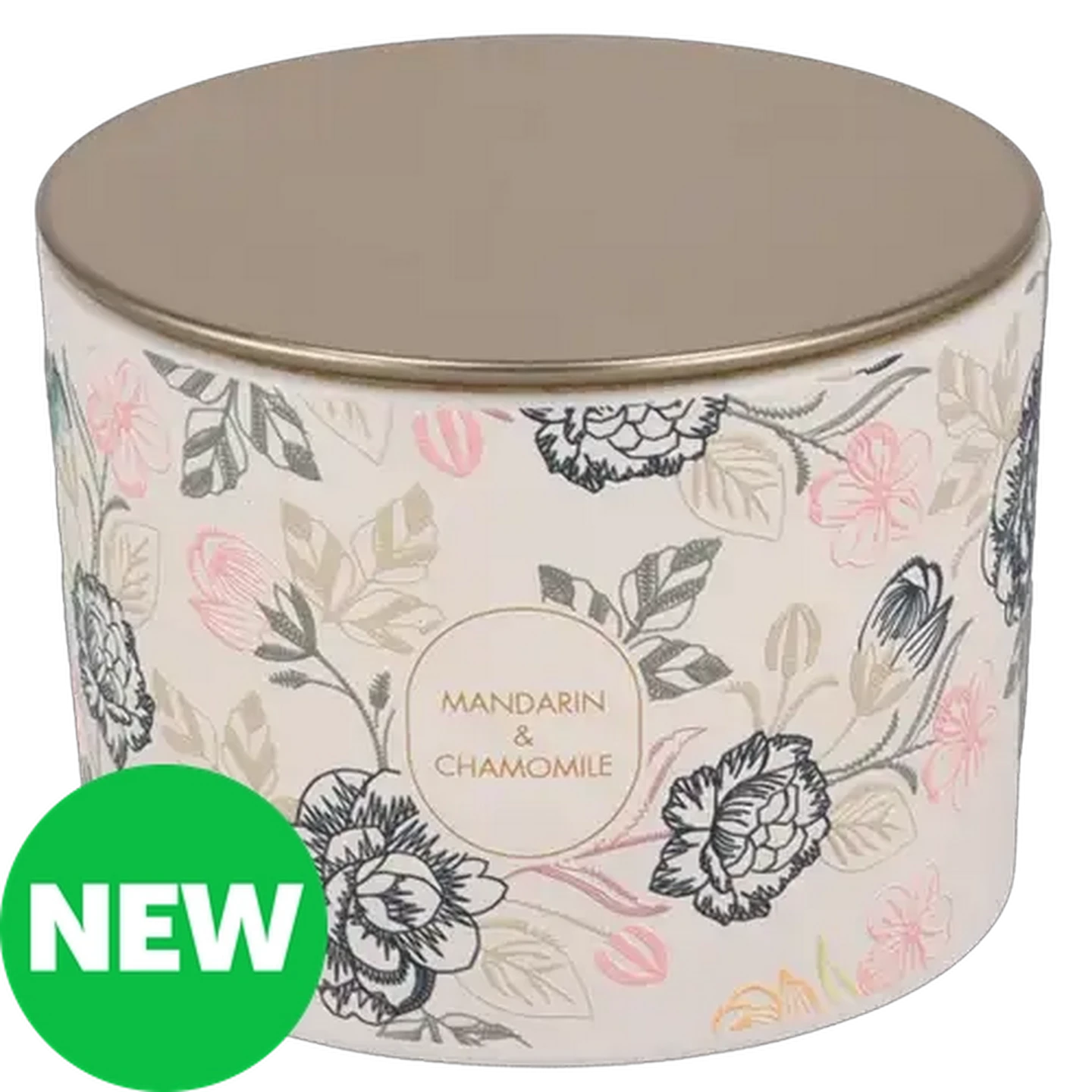 Image of Mandarin & Chamomile Beige Scented Candle with Tin Lid 340g
