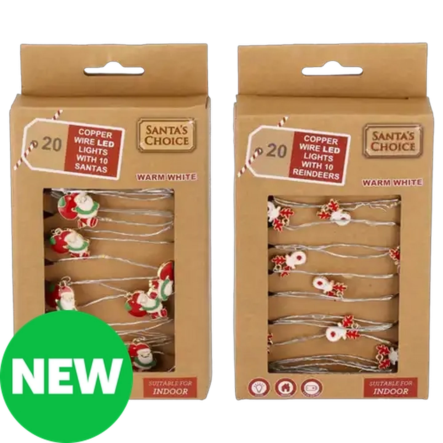 Image of Santa's Choice Battery Operated Copper Wire LED Lights 1.9m 20-Piece (Design May Vary)
