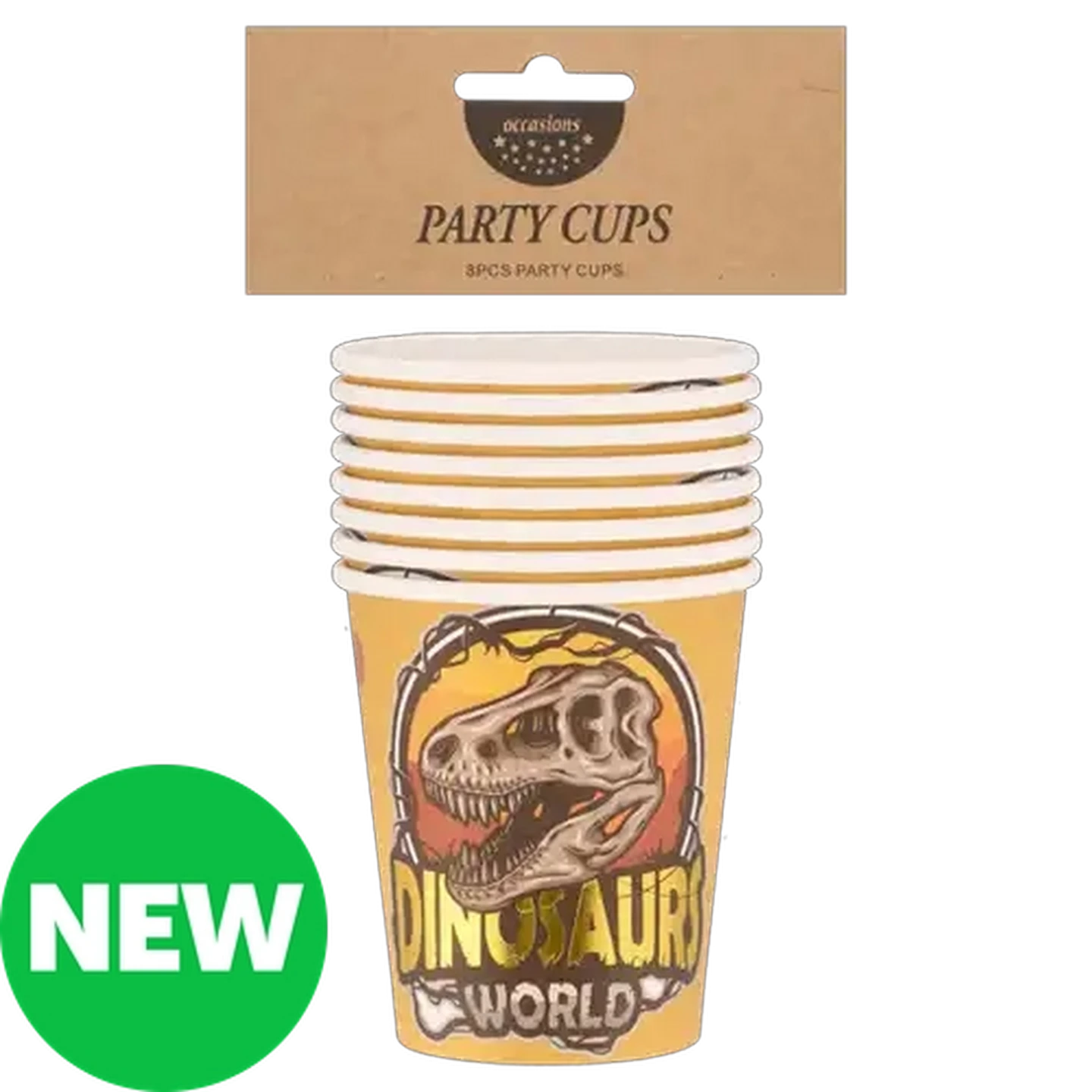 Image of Occasions Foil Fun Dinosaurs World Paper Party Cups 8-Pack
