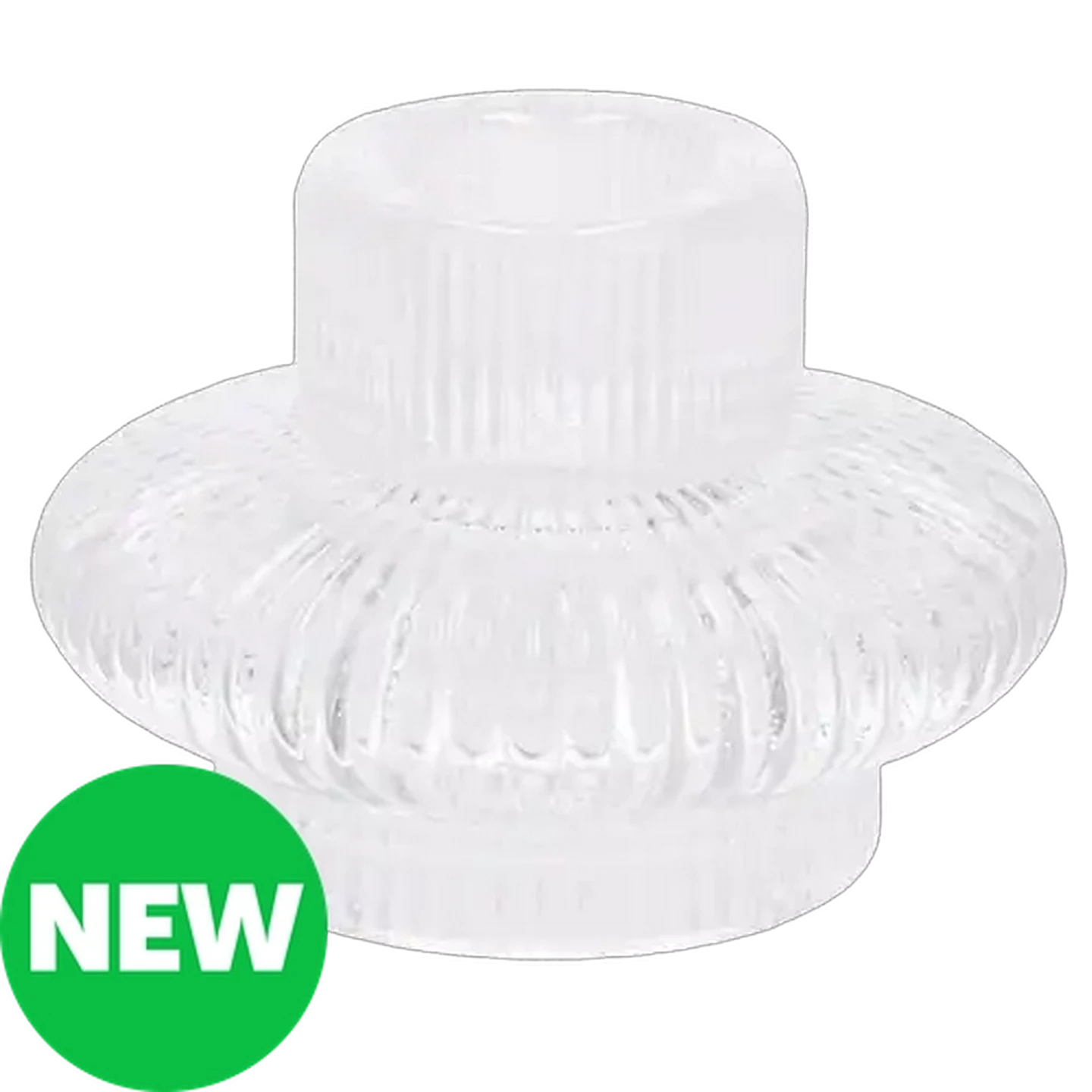Image of Tealight & Pillar Ribbed Glass Candle Holder