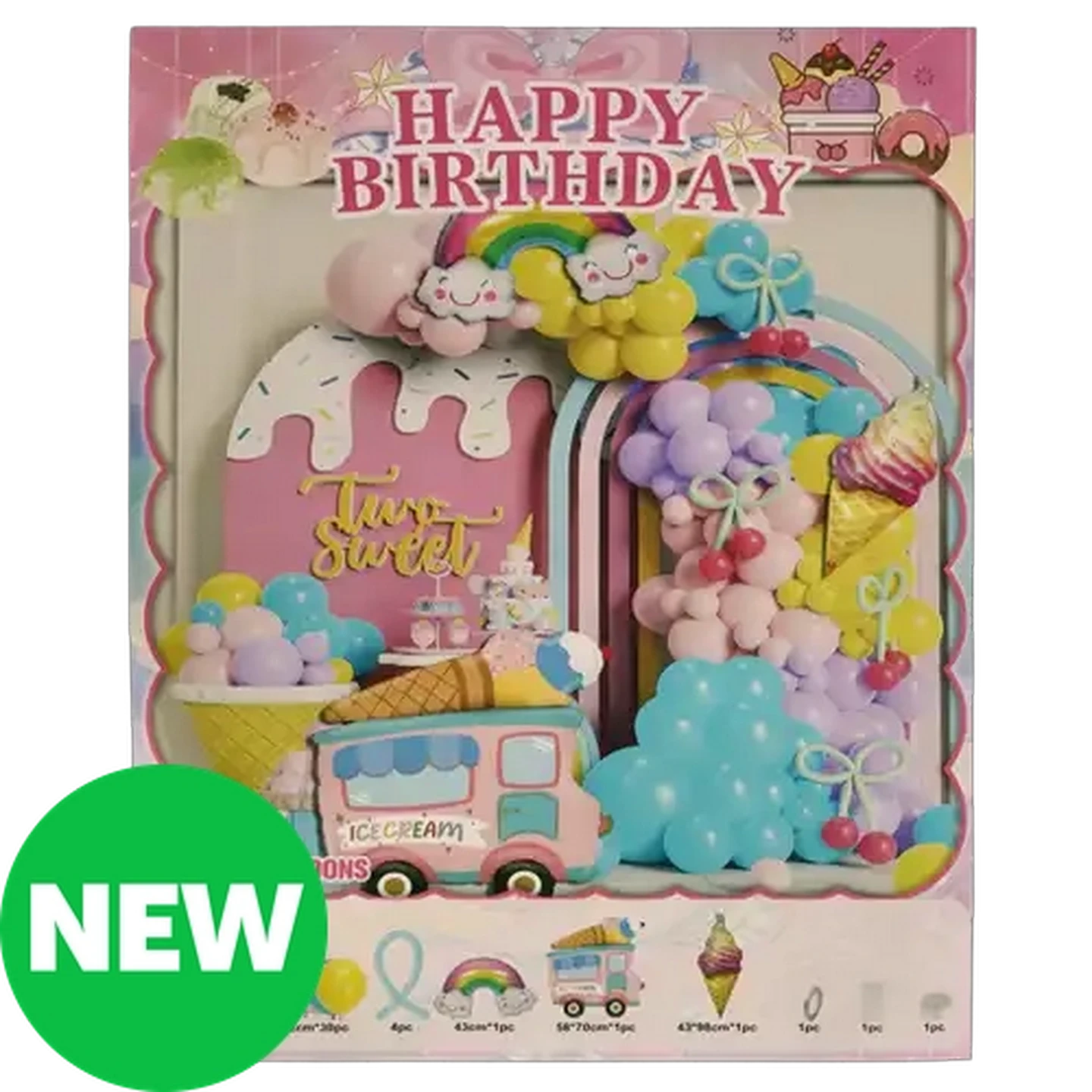 Image of Ice Cream Happy Birthday Latex Balloons 77-Pack
