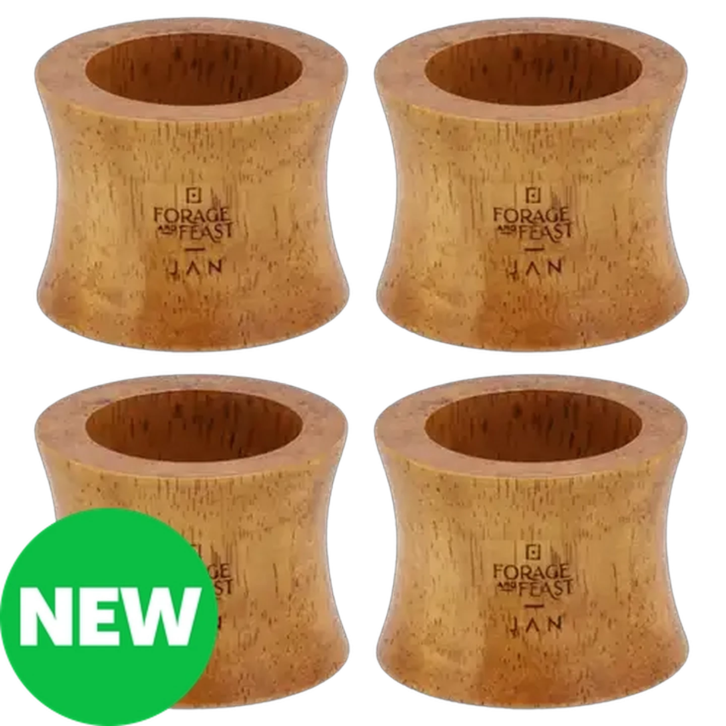 Image of Forage And Feast JAN Limited Edition Oak Wood Napkin Rings 4-Pack