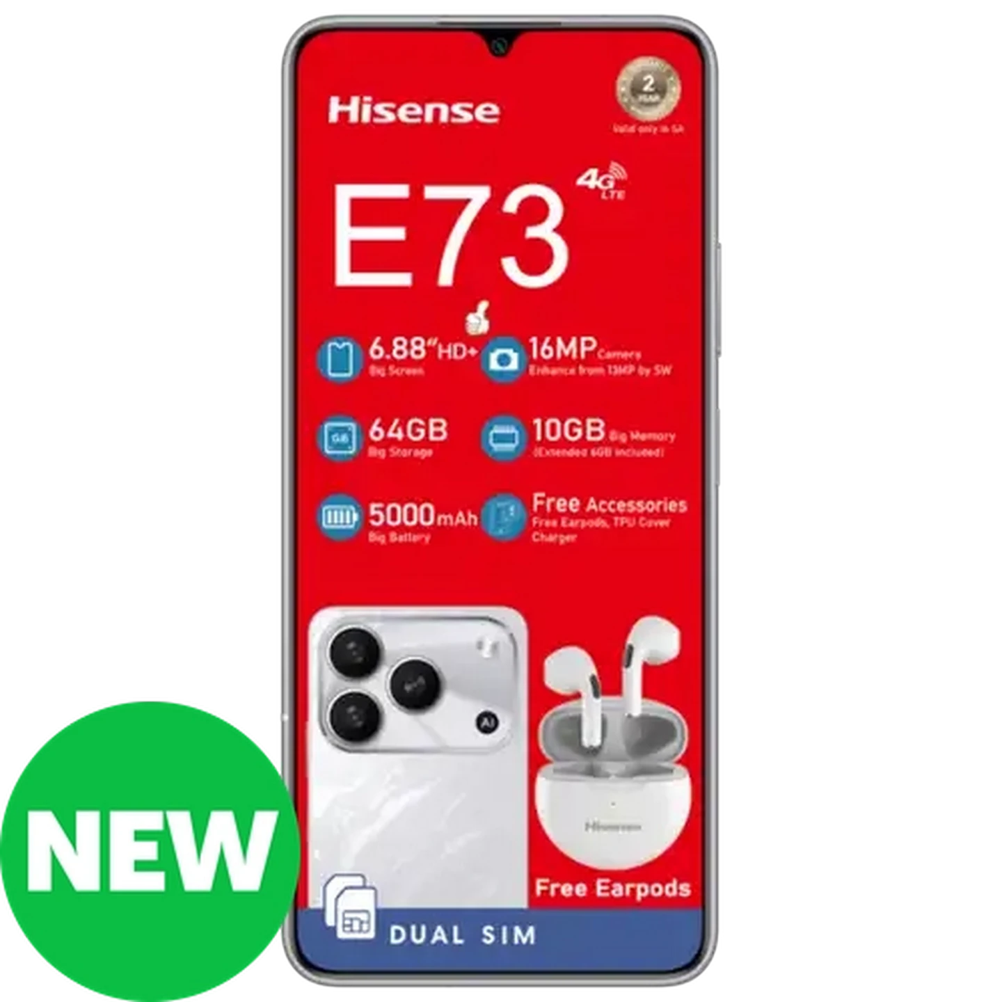Image of Hisense E73 White Smartphone 64GB