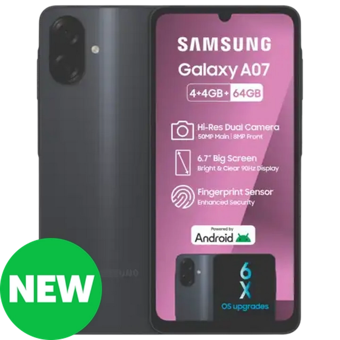 Image of Samsung Galaxy A07 Black Smartphone 64GB