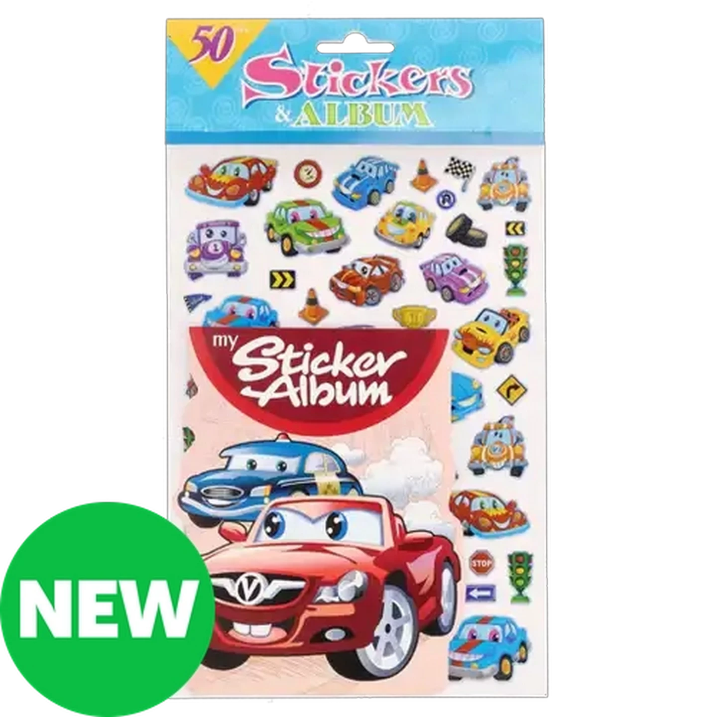 Racing Cars & Road Sign School Sticker Album Set