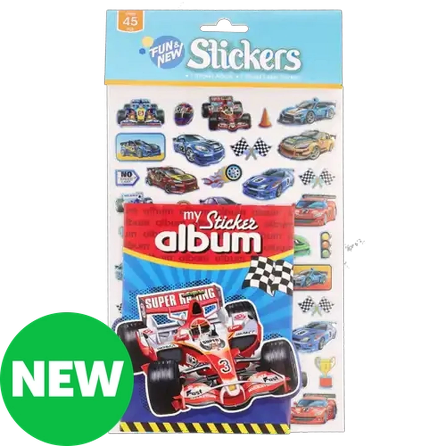 Racing Car School Sticker Album Set