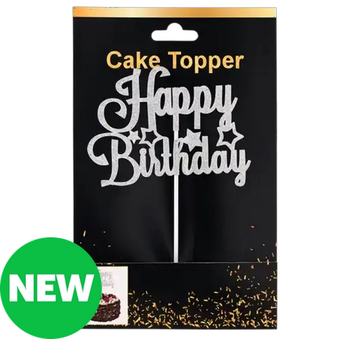 Image of Occasions Silver Star Happy Birthday Paper Cake Topper