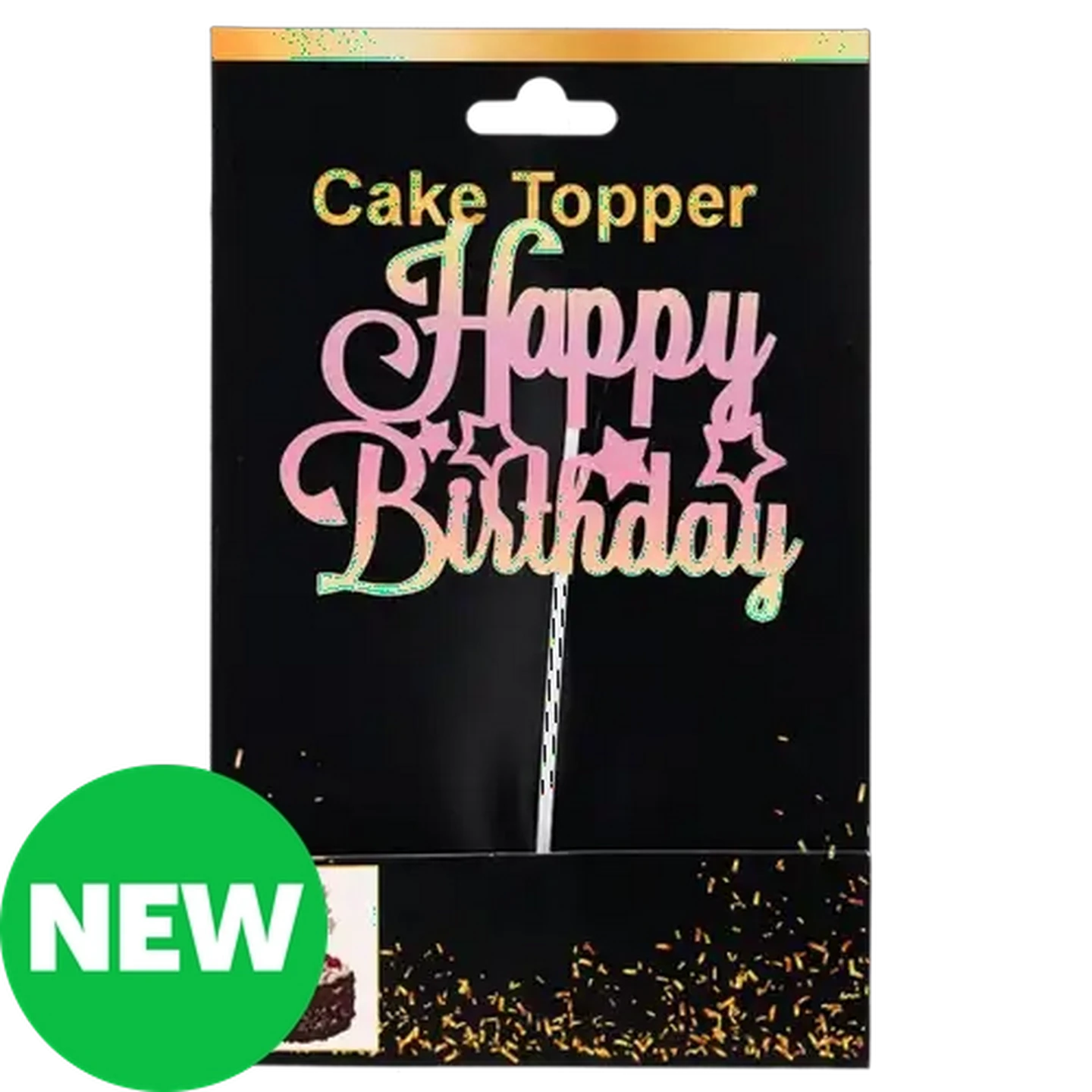 Occasions Pink Star Happy Birthday Paper Cake Topper