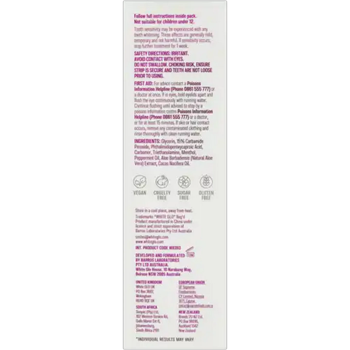 Image of White Glo Professional Overnight Whitening Therapy Strips 28-Pack