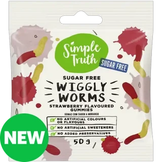 Simple Truth Sugar-Free Strawberry Flavoured Wiggly Worms 50g