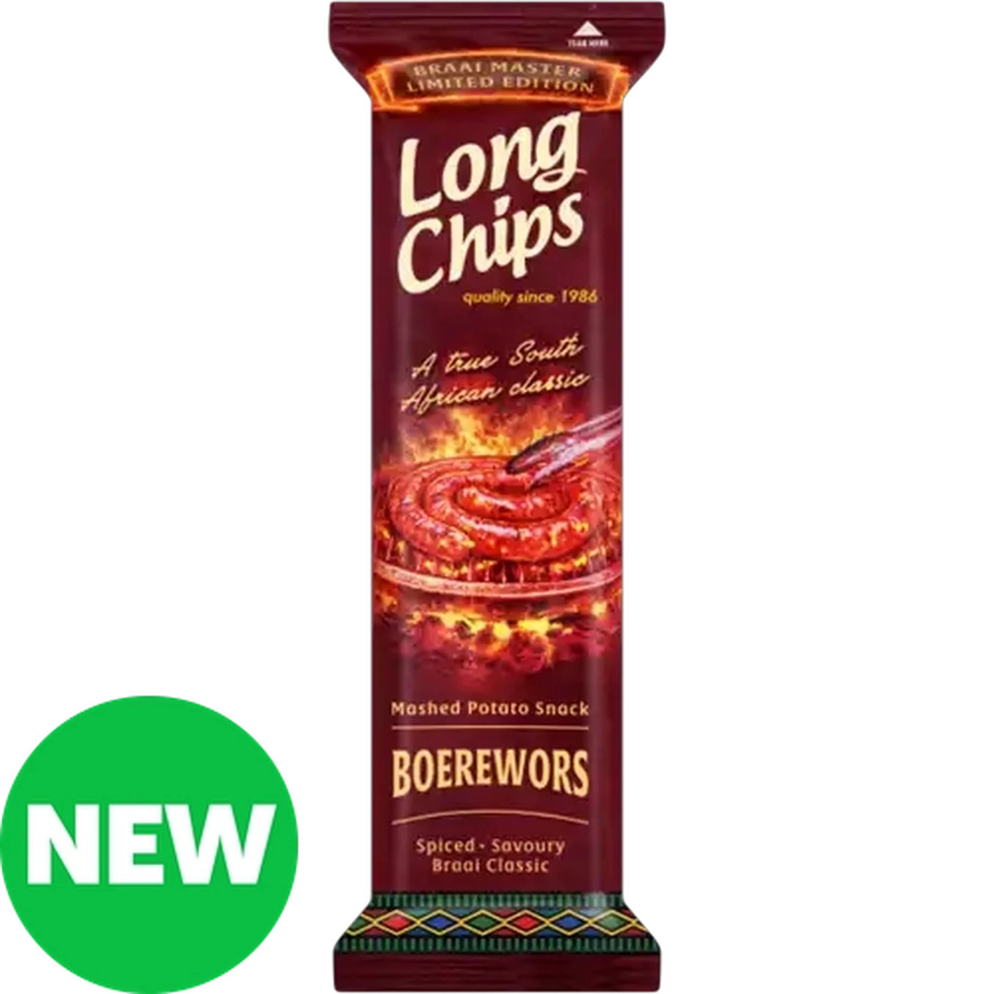 Image of Long Chips Boerewors Limited Edition Mashed Potato Snack 75g 