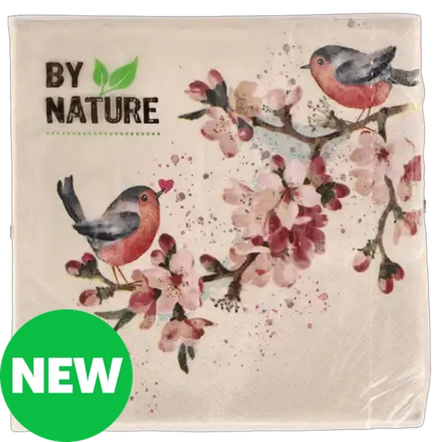 Image of By Nature Cherry Love Paper Napkins 3-Ply 33 x 33cm 20-Pack