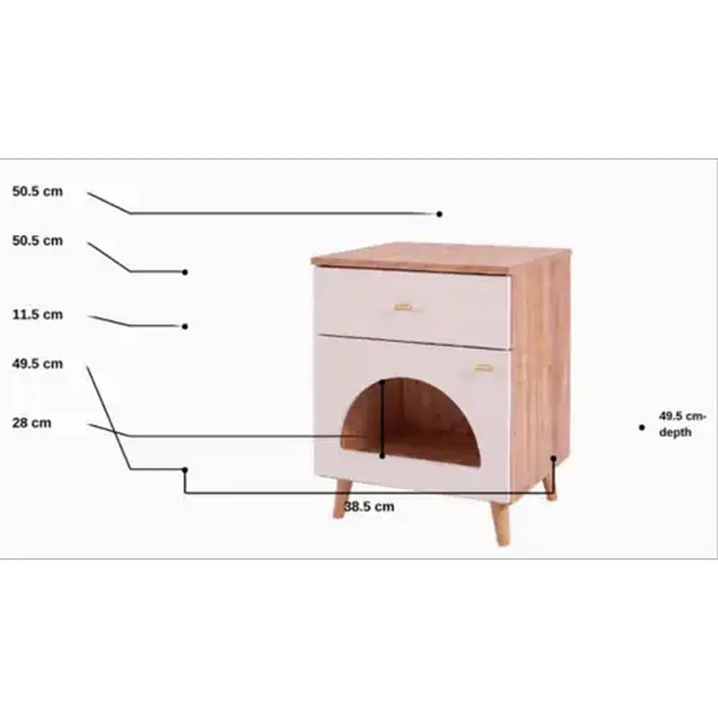 Image of FoldaPET Oak/White Cat Side Table