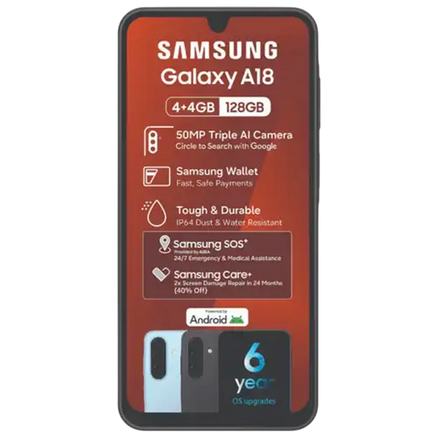 Image of Samsung Galaxy A18 Black Smartphone 128GB