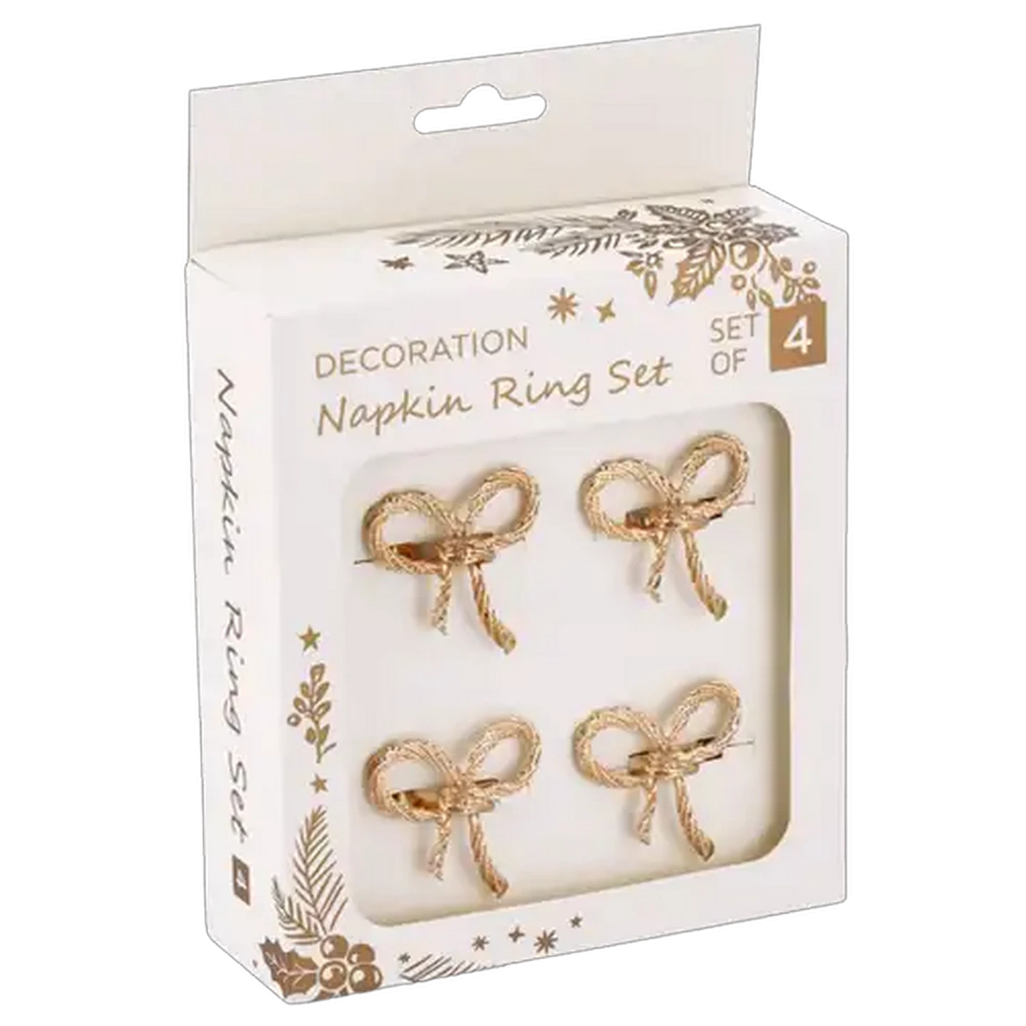 Image of Gold Bow Napkin Ring Set 4-Pack