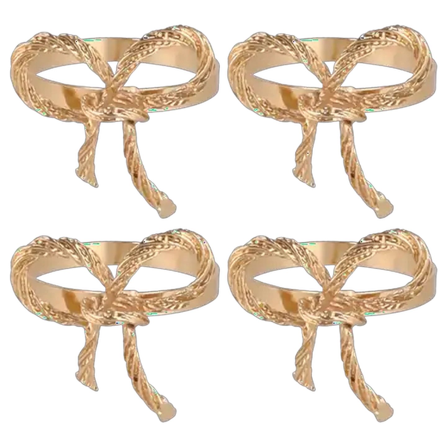Image of Gold Bow Napkin Ring Set 4-Pack
