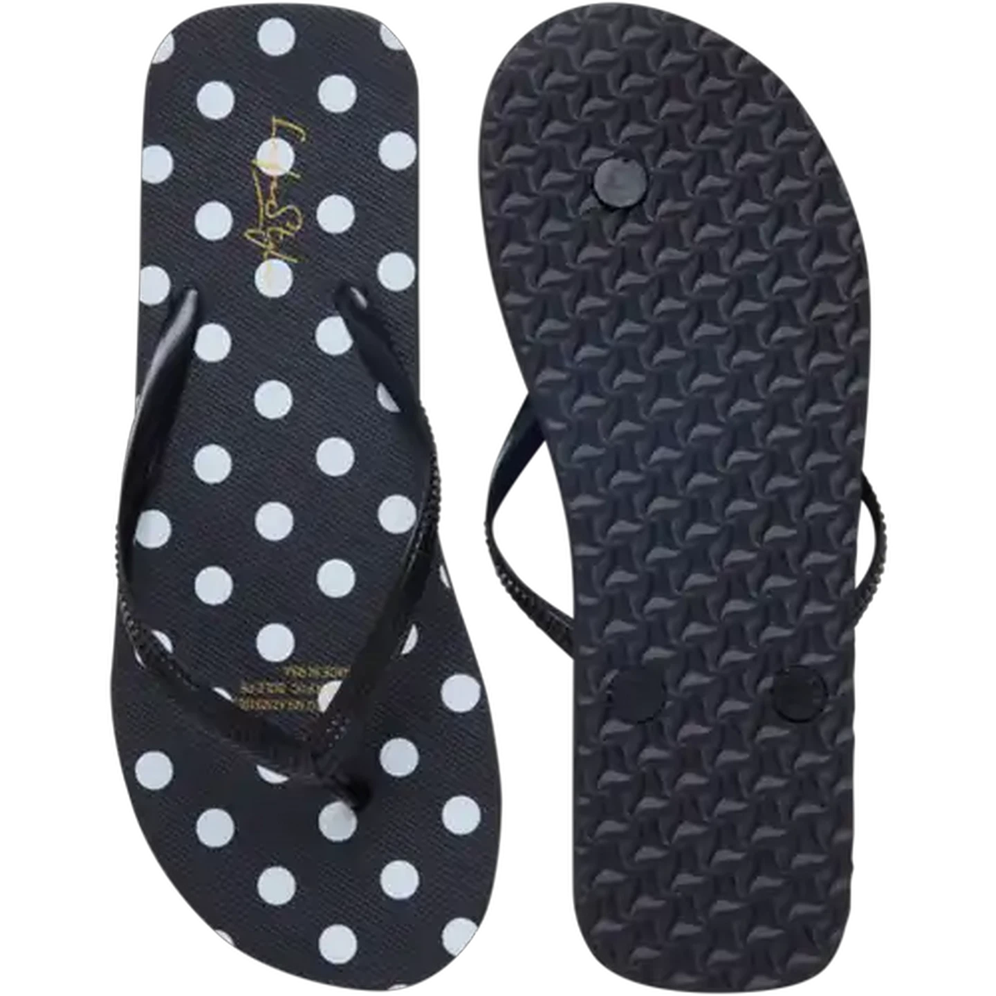 Image of LifeStyle Ladies Black Polka Dot Thong Sandal 7-8