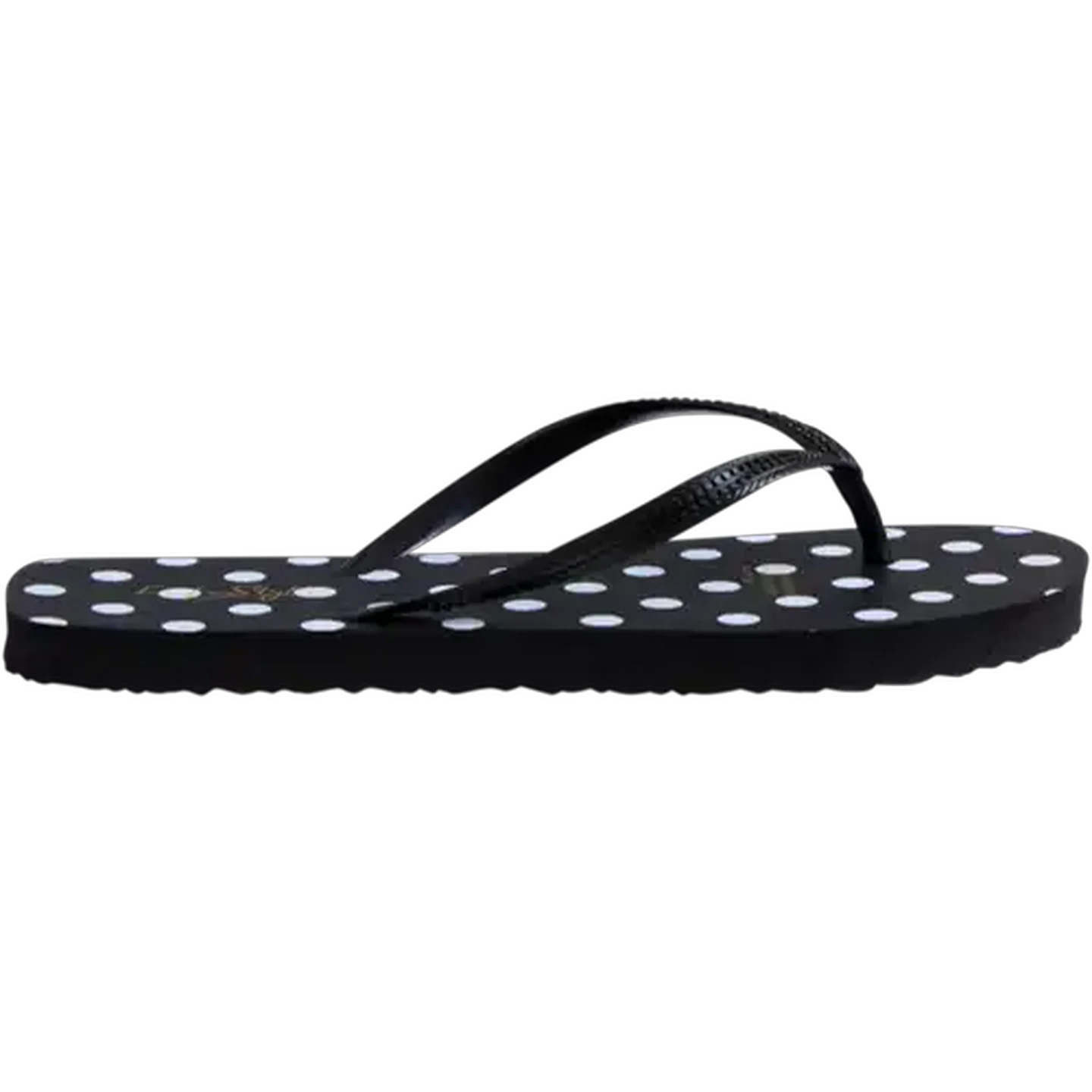 Image of LifeStyle Ladies Black Polka Dot Thong Sandal 3-4