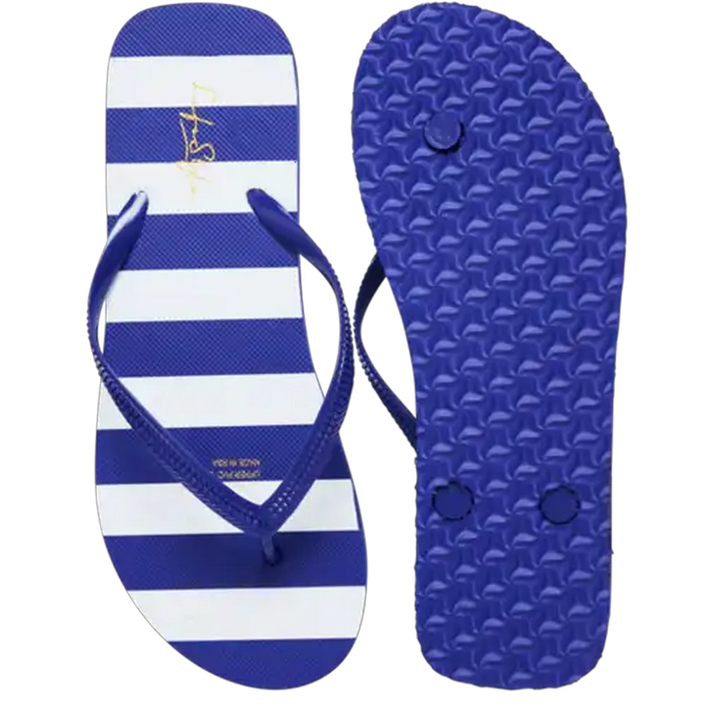 Image of LifeStyle Ladies Blue Striped Thong Sandal 3-4