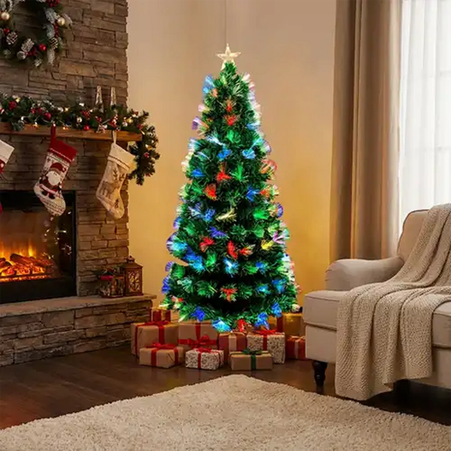 Image of Fibre Optic Christmas Tree with RGB LED Lights 1.5m 6W