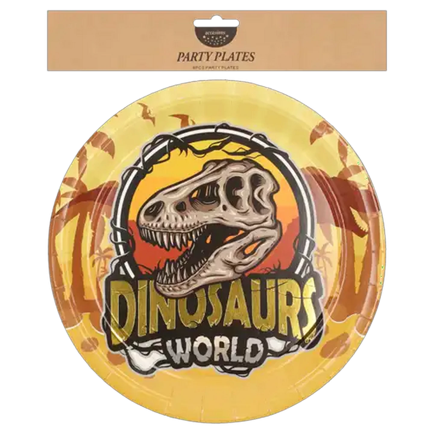 Image of Occasions Foil Fun Dinosaurs World Paper Party Plates 8-Pack