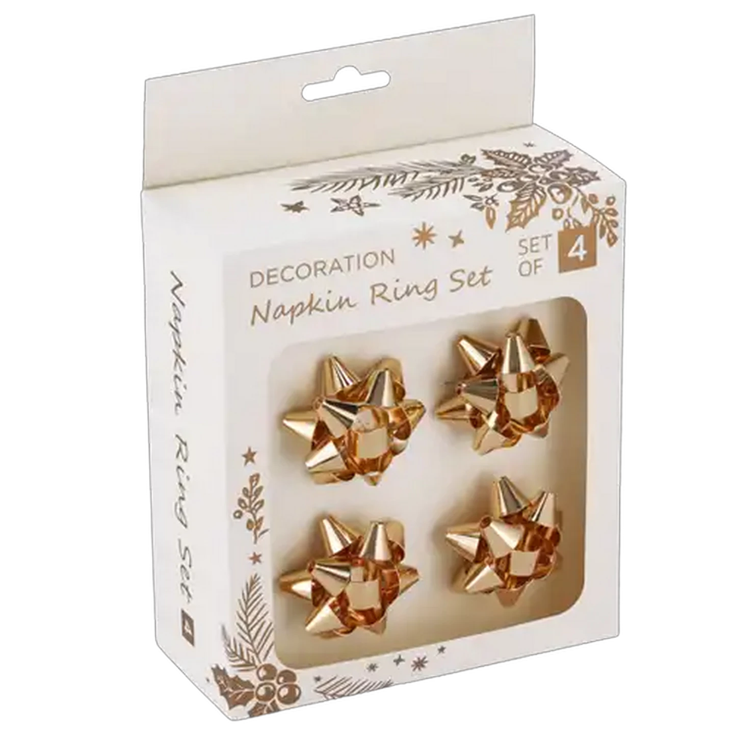 Image of Gold Bow Napkin Ring Set 4-Pack