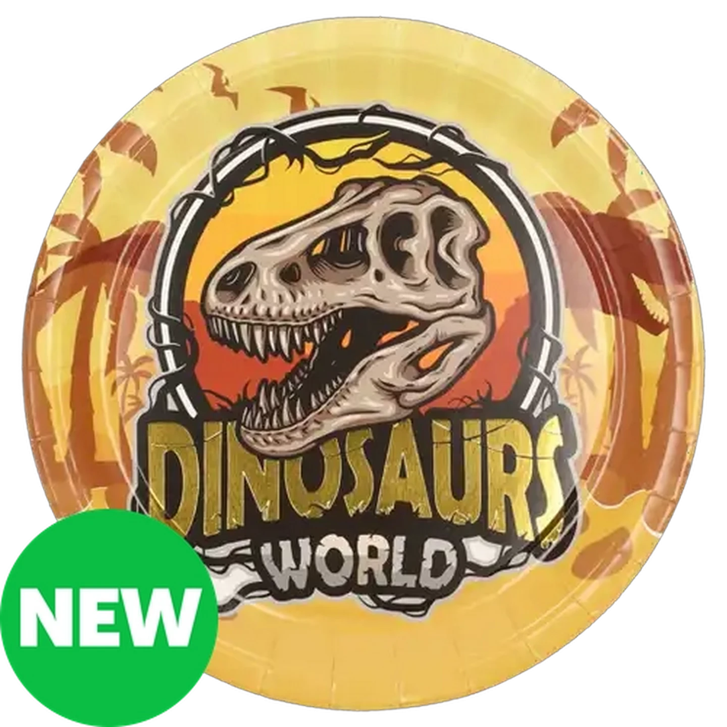 Image of Occasions Foil Fun Dinosaurs World Paper Party Plates 8-Pack