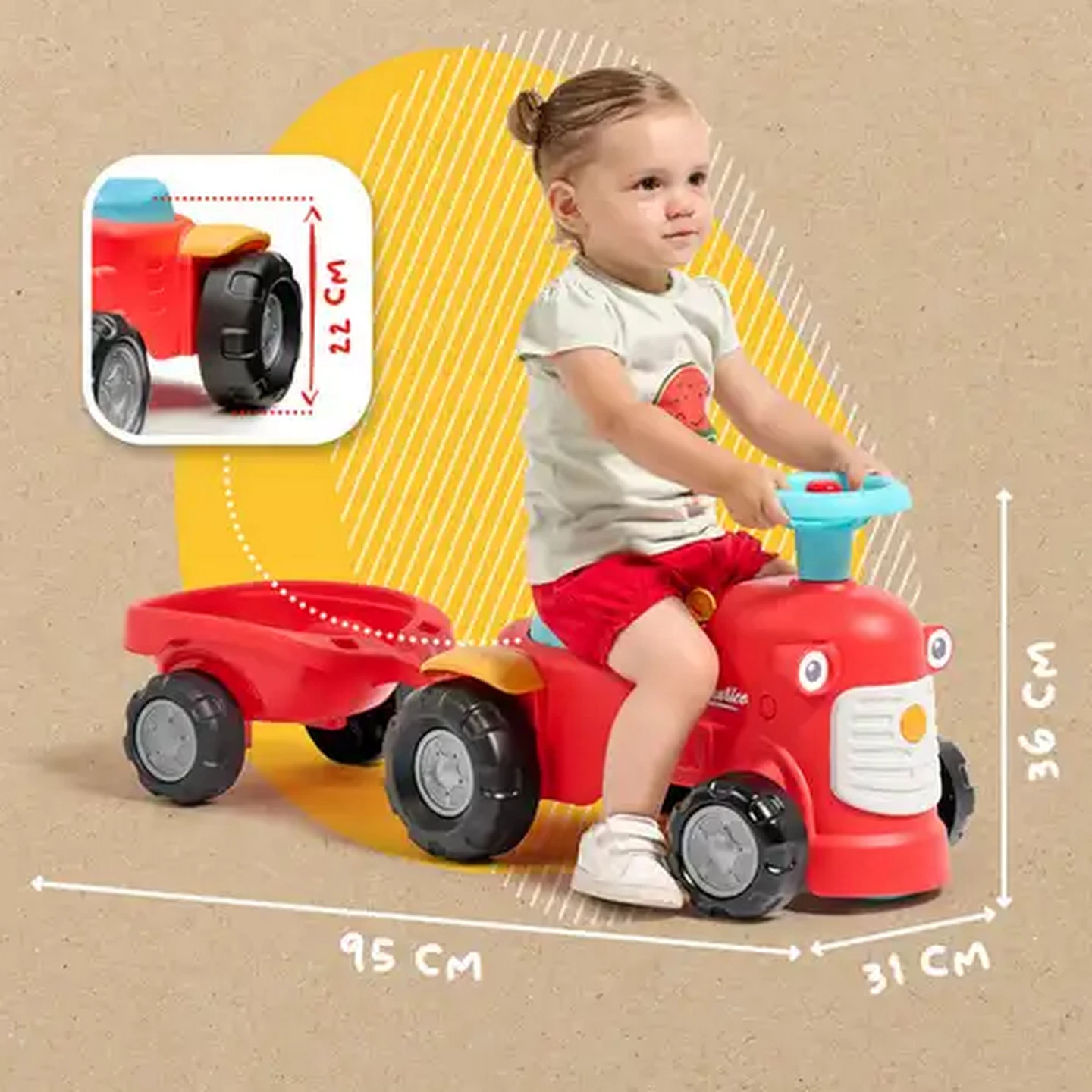 Image of Falk Maurice Baby Carriage Ride-On With Trailer