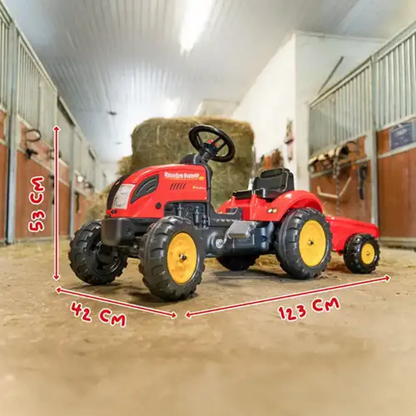 Image of Falk Red Country Farmer Pedal Tractor With Trailer