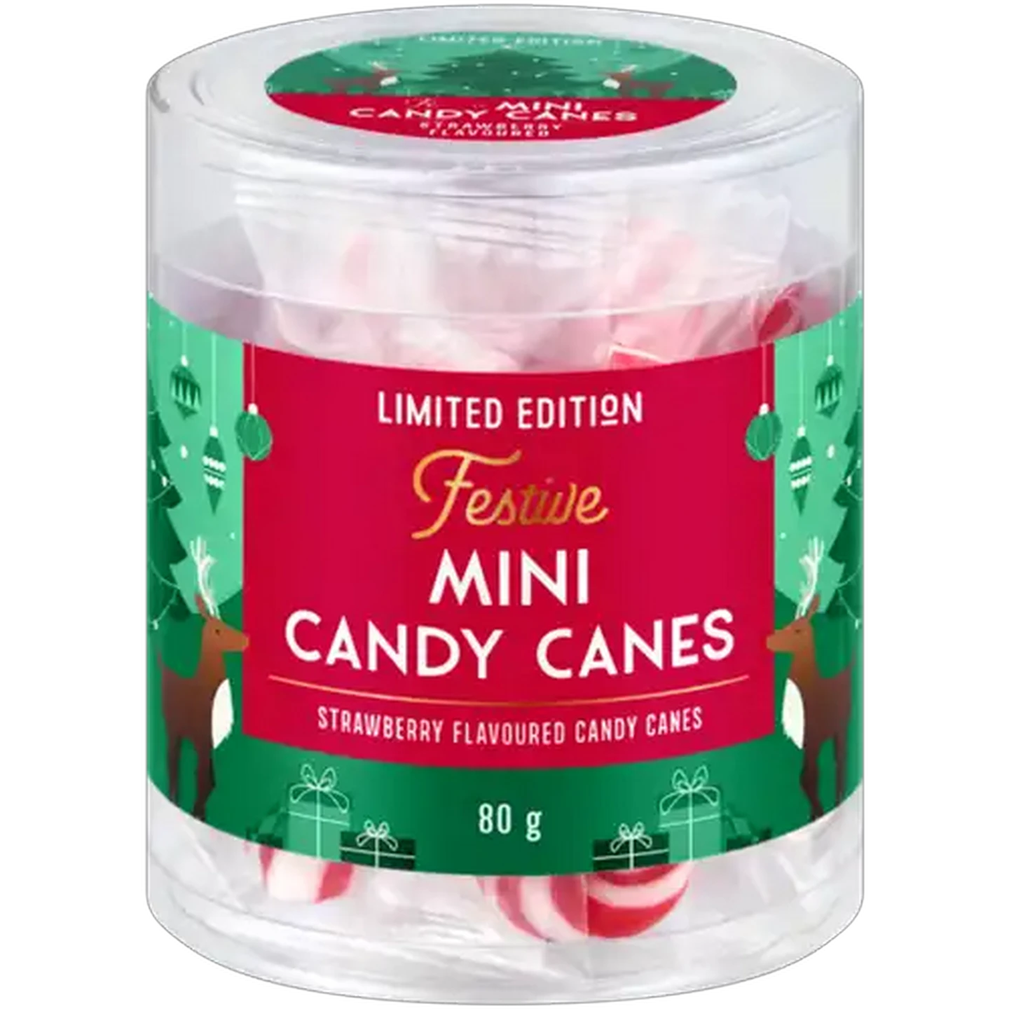 Image of Limited Edition Strawberry Flavoured Festive Mini Candy Canes 8-Pack 
