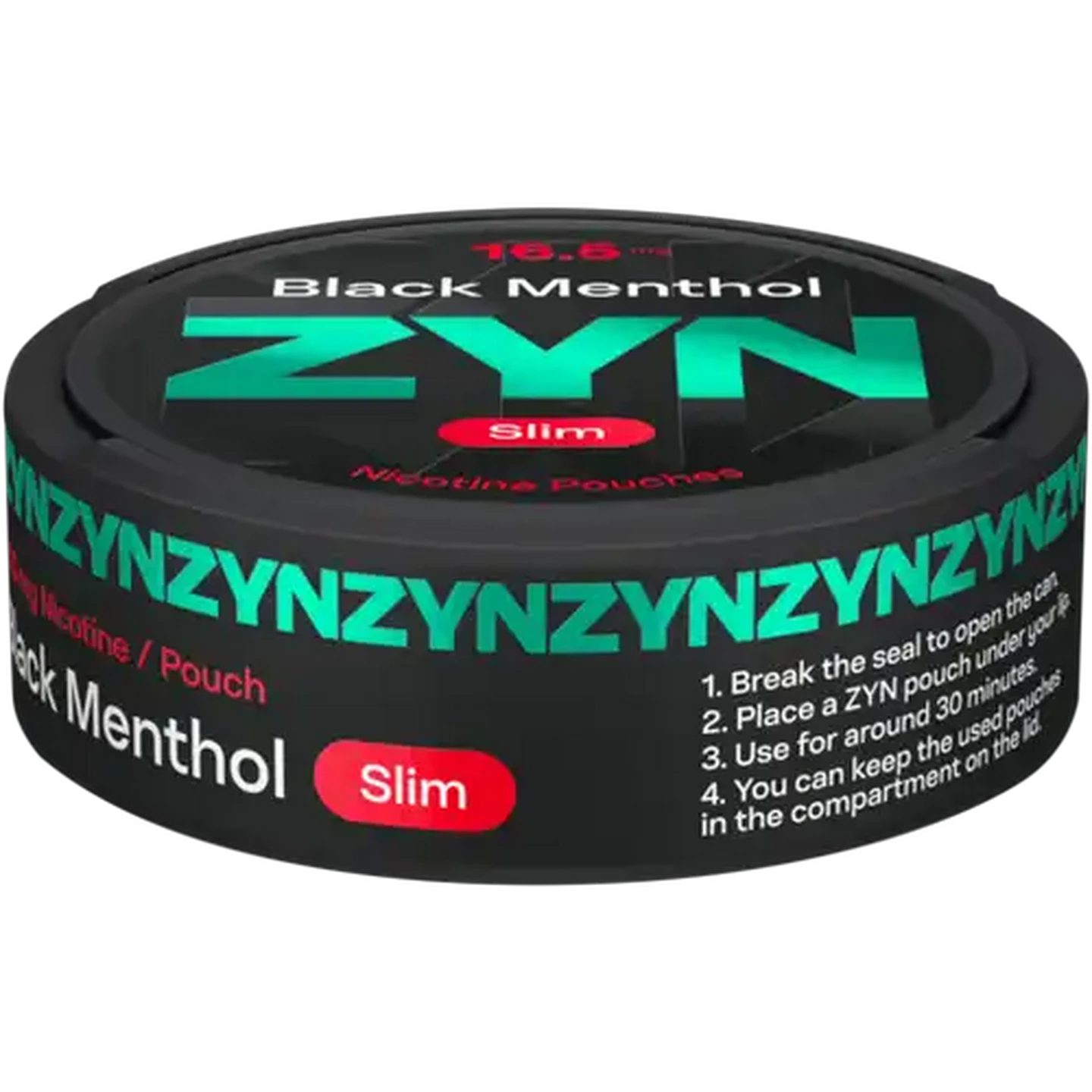 Image of ZYN Black Menthol 16.5mg Slim Nicotine Pouches 20-Pack 
