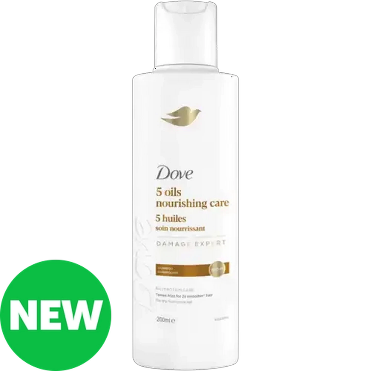 Image of Dove Damage Expert 5 Oils Nourishing Care Shampoo 200ml 