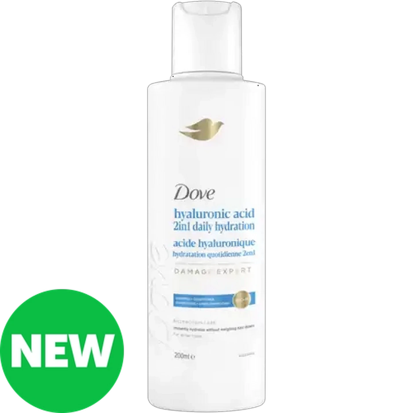 Image of Dove Damage Expert Hyaluronic Acid 2-in-1 Daily Hydration Shampoo & Conditioner 200ml 