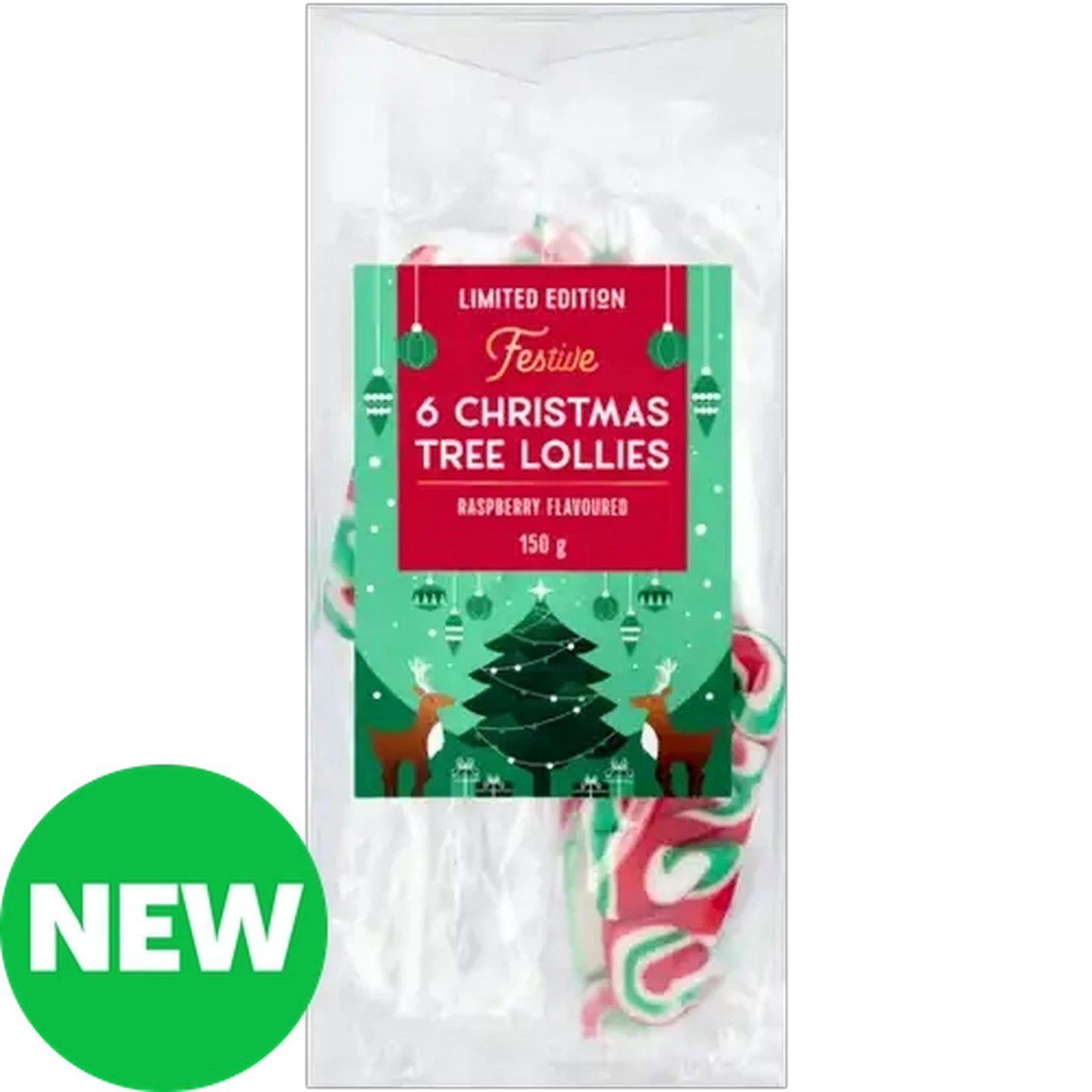 Image of Limited Edition Raspberry Flavoured Festive Christmas Tree Lollies 6-Pack 