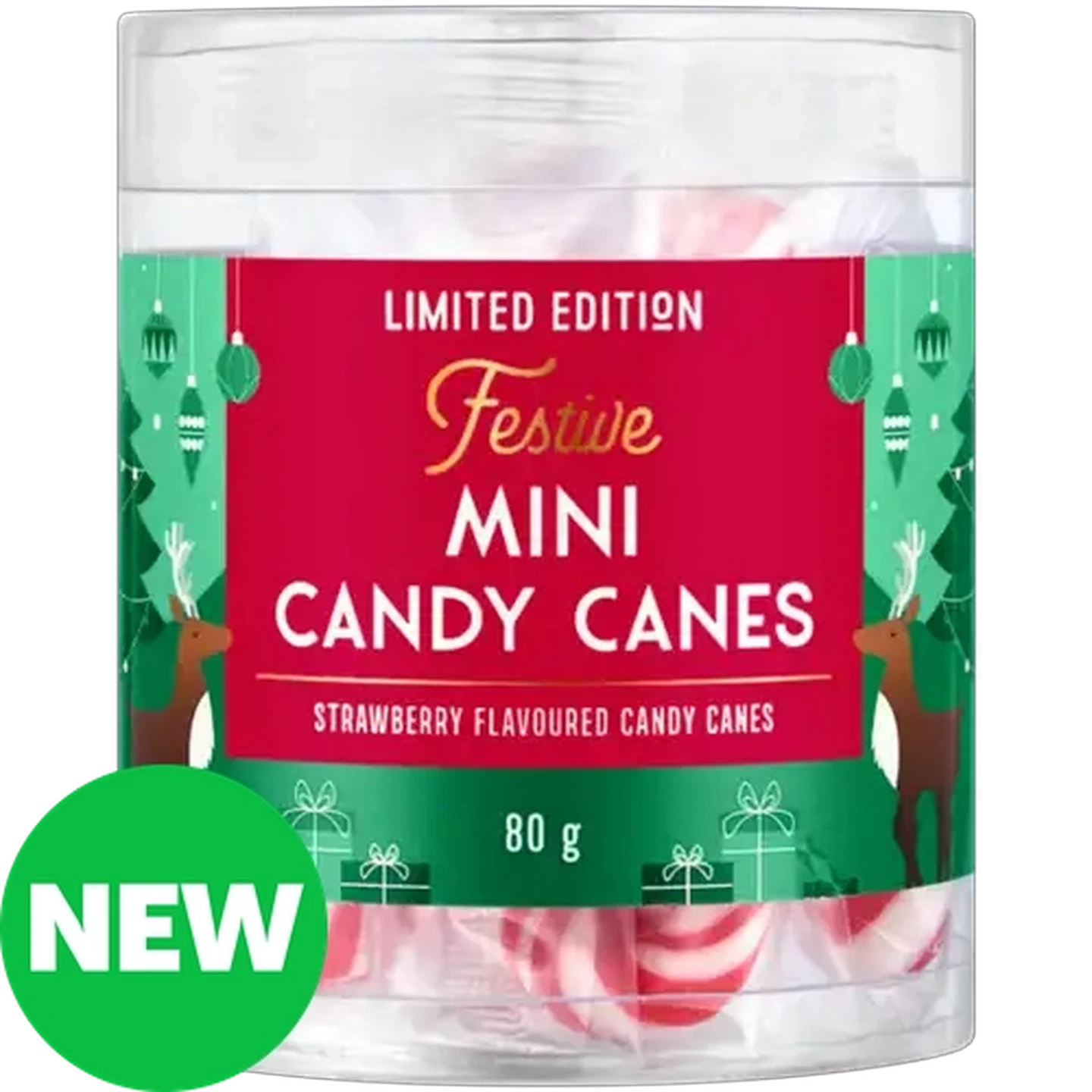 Image of Limited Edition Strawberry Flavoured Festive Mini Candy Canes 8-Pack 