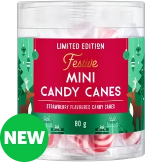 Limited Edition Strawberry Flavoured Festive Mini Candy Canes 8-Pack 