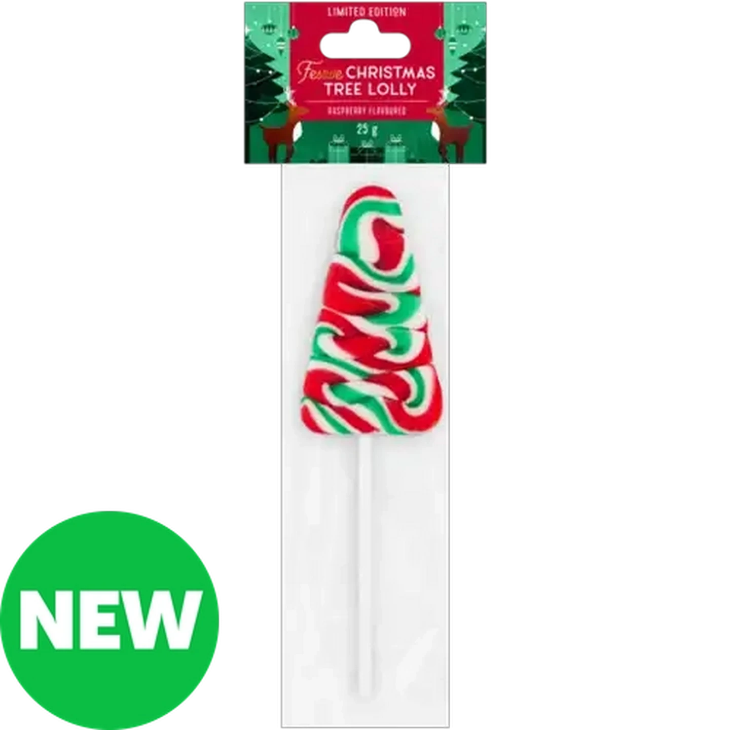 Image of Limited Edition Raspberry Flavoured Festive Christmas Tree Lolly 25g 