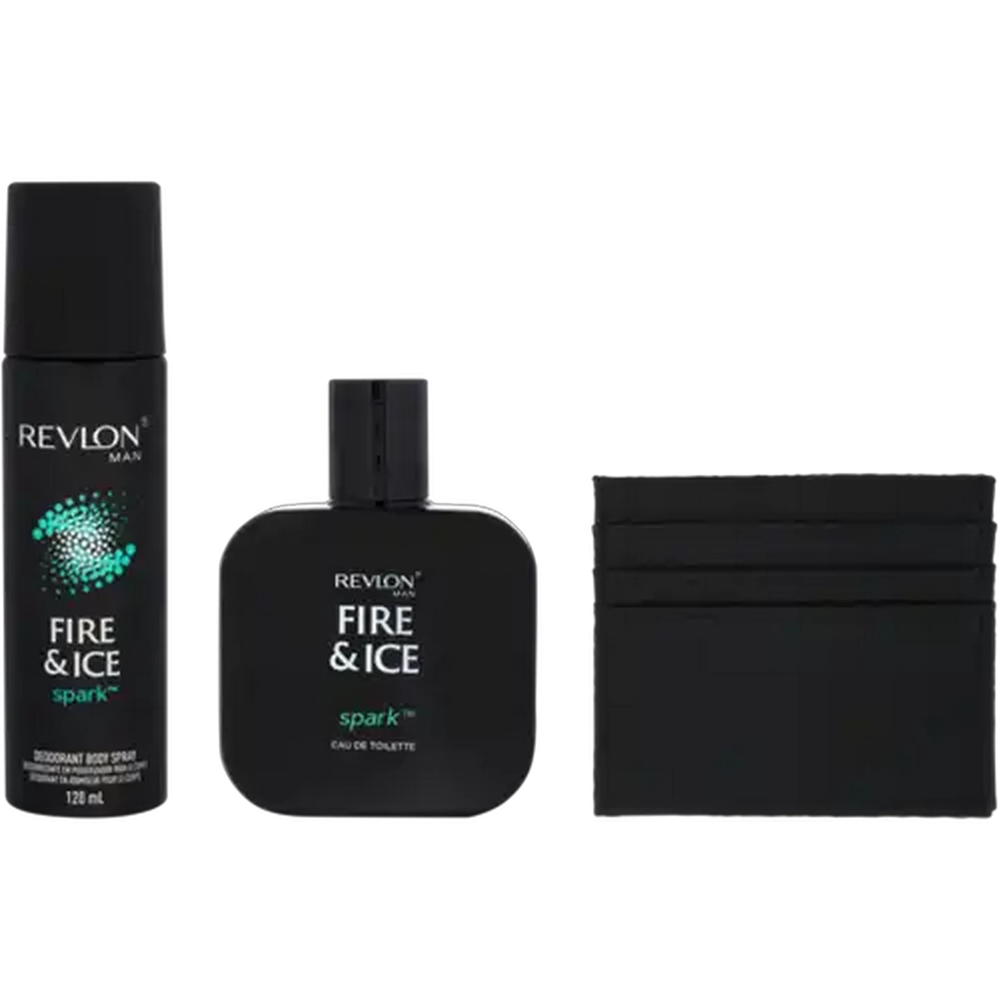 Image of Revlon Man Fire & Ice Spark Eau de Toilette Spray, Deodorant Body Spray & Card Holder Gift Pack 3 Piece 