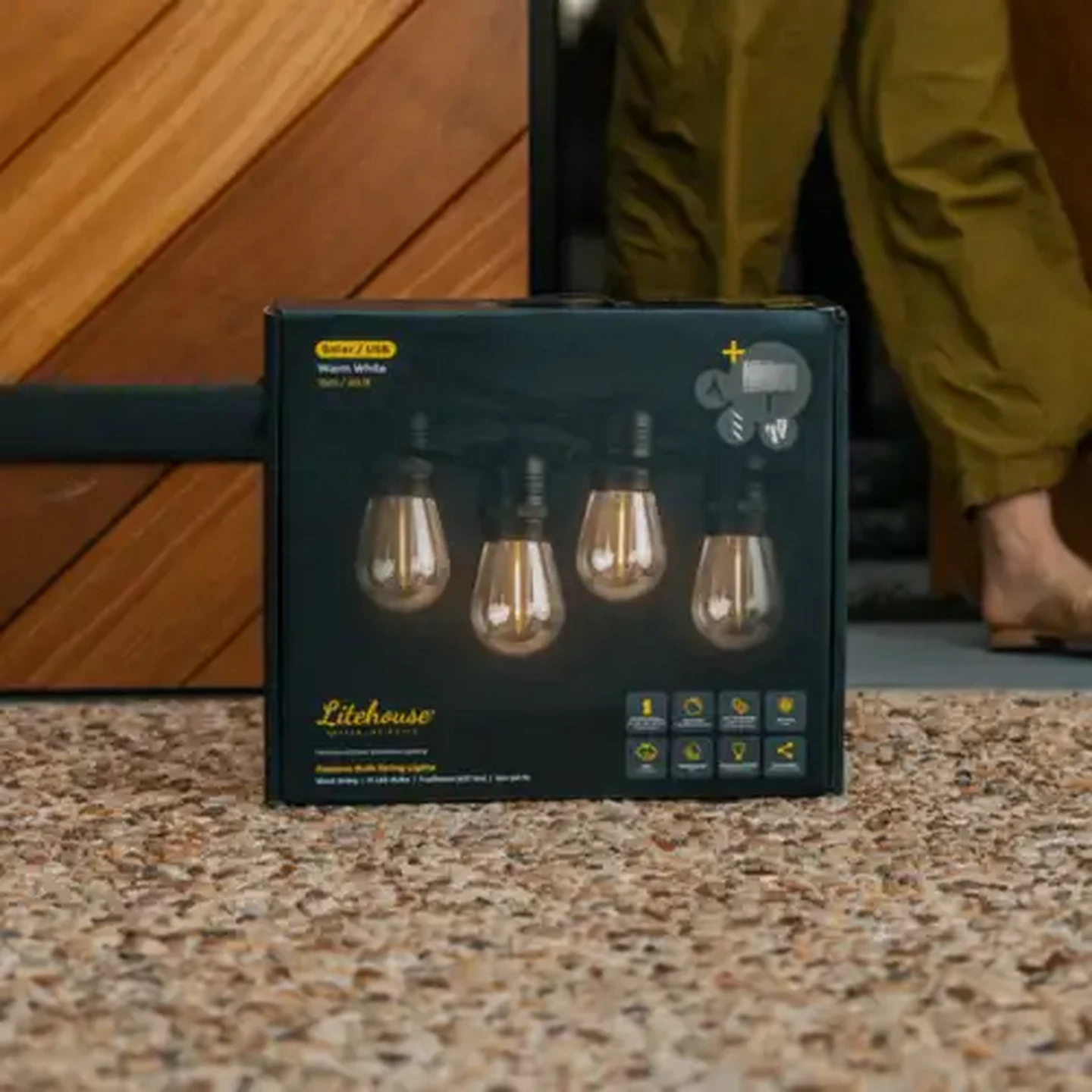 Image of Litehouse LED Festoon Solar String Lights 15m