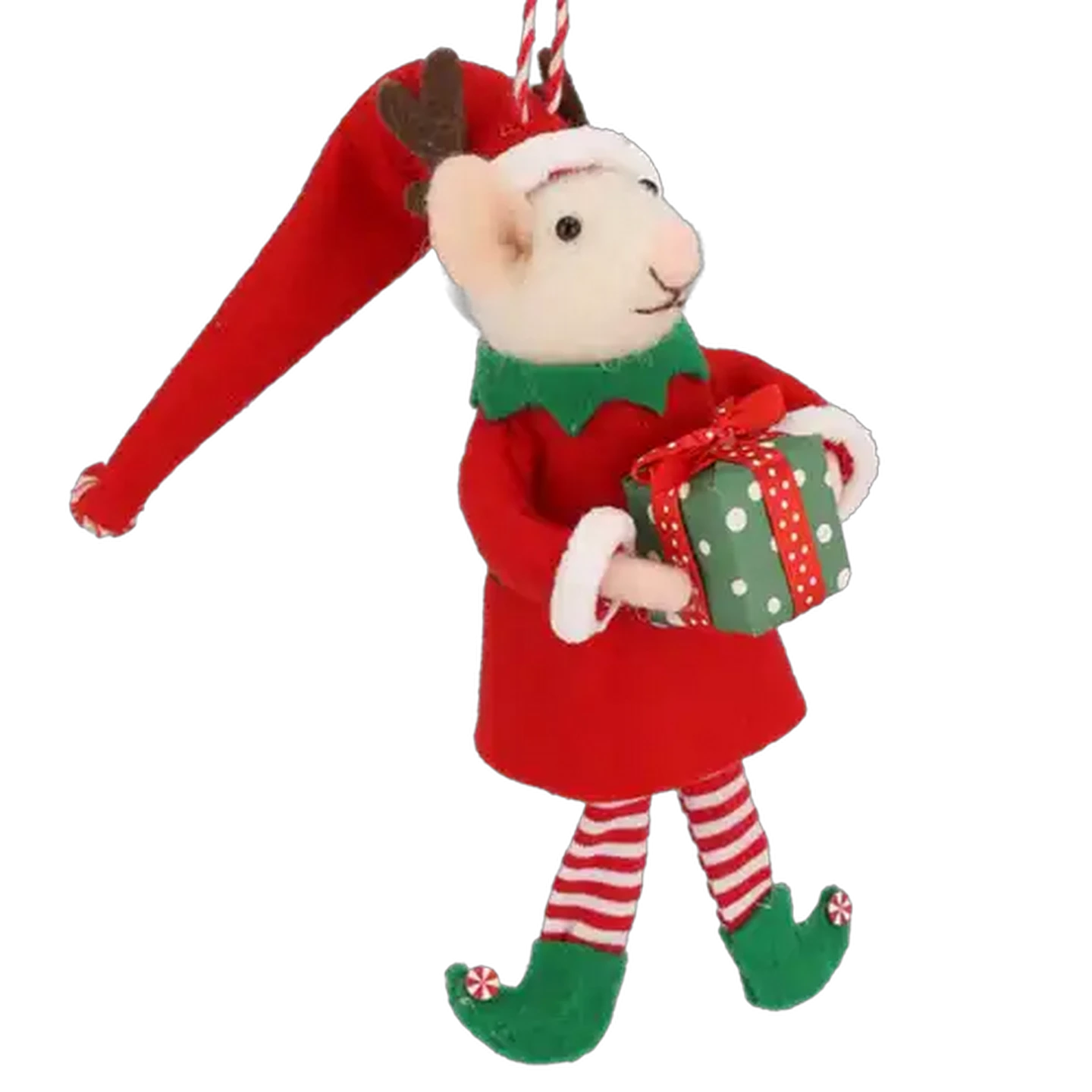 Image of Santa's Choice Elf Mouse Needle Felt Christmas Tree Decoration (Design May Vary)