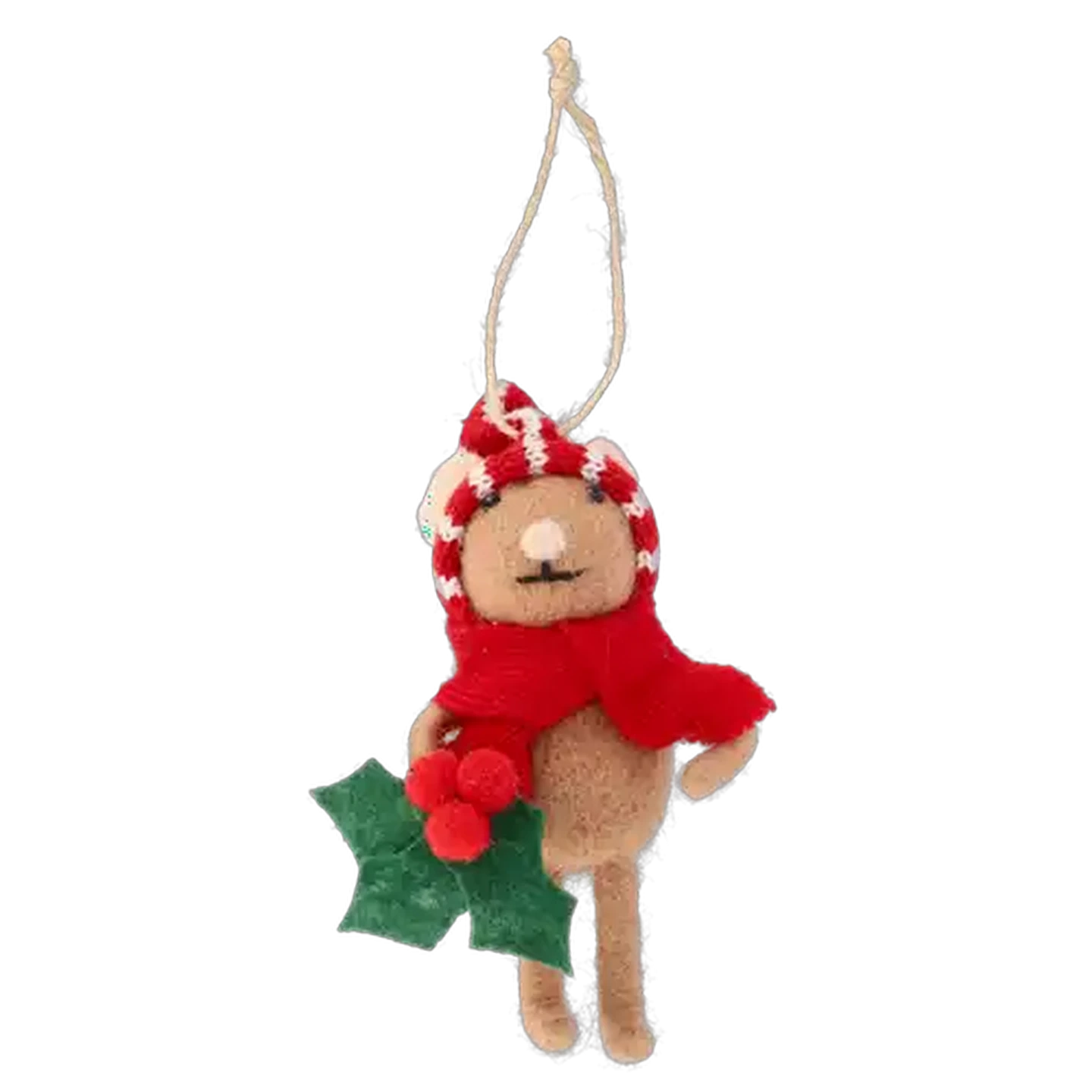 Image of Santa's Choice Felt Mouse Holly Christmas Tree Decoration