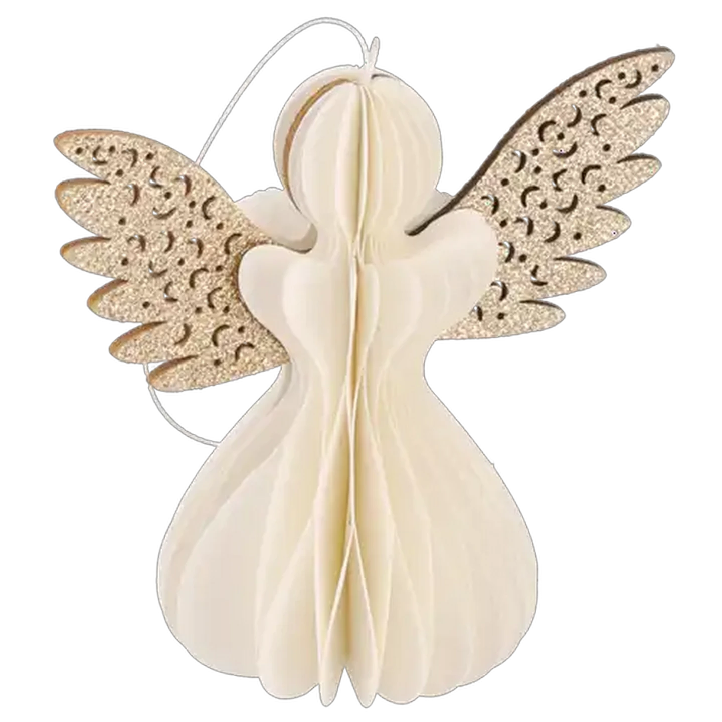 Image of Santa's Choice Gold Paper Angel Christmas Tree Decoration 12cm