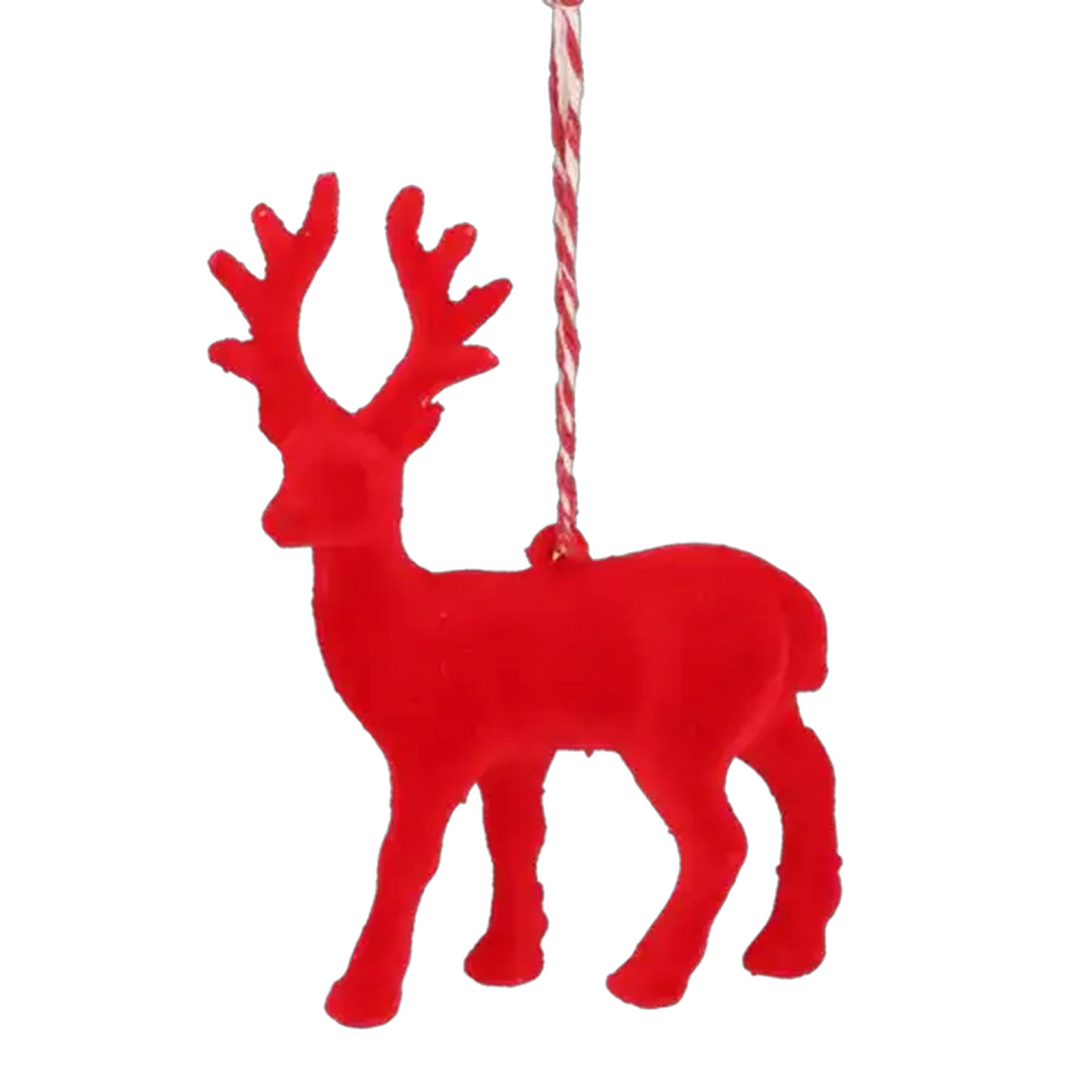 Image of Santa's Choice Flocked Velvet Reindeer Christmas Tree Decoration 12.5cm (Colour May Vary)