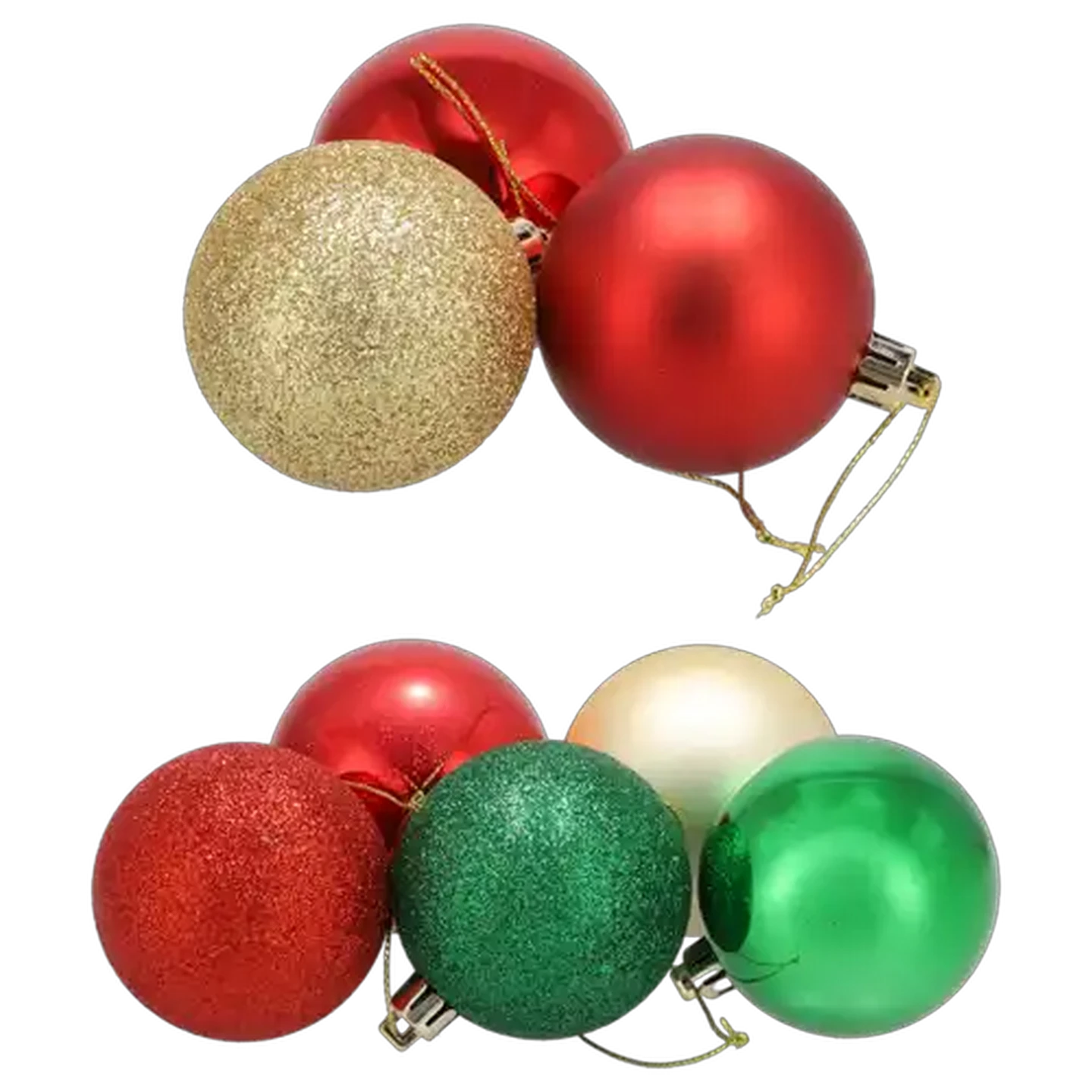 Image of Santa's Choice Multi-Textured Christmas Baubles 60mm 50-Pack (Colour May Vary)