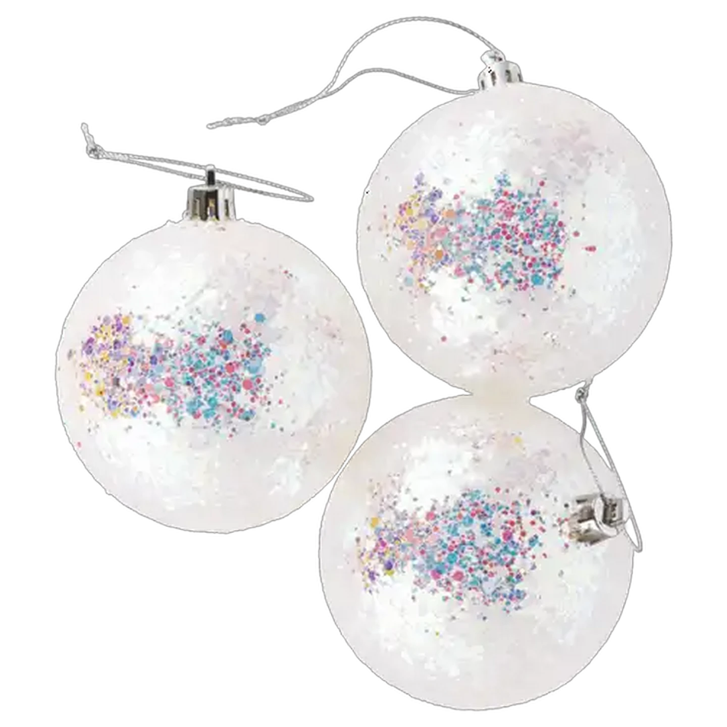 Image of Santa's Choice White Shimmer Christmas Baubles 60mm 6-Pack