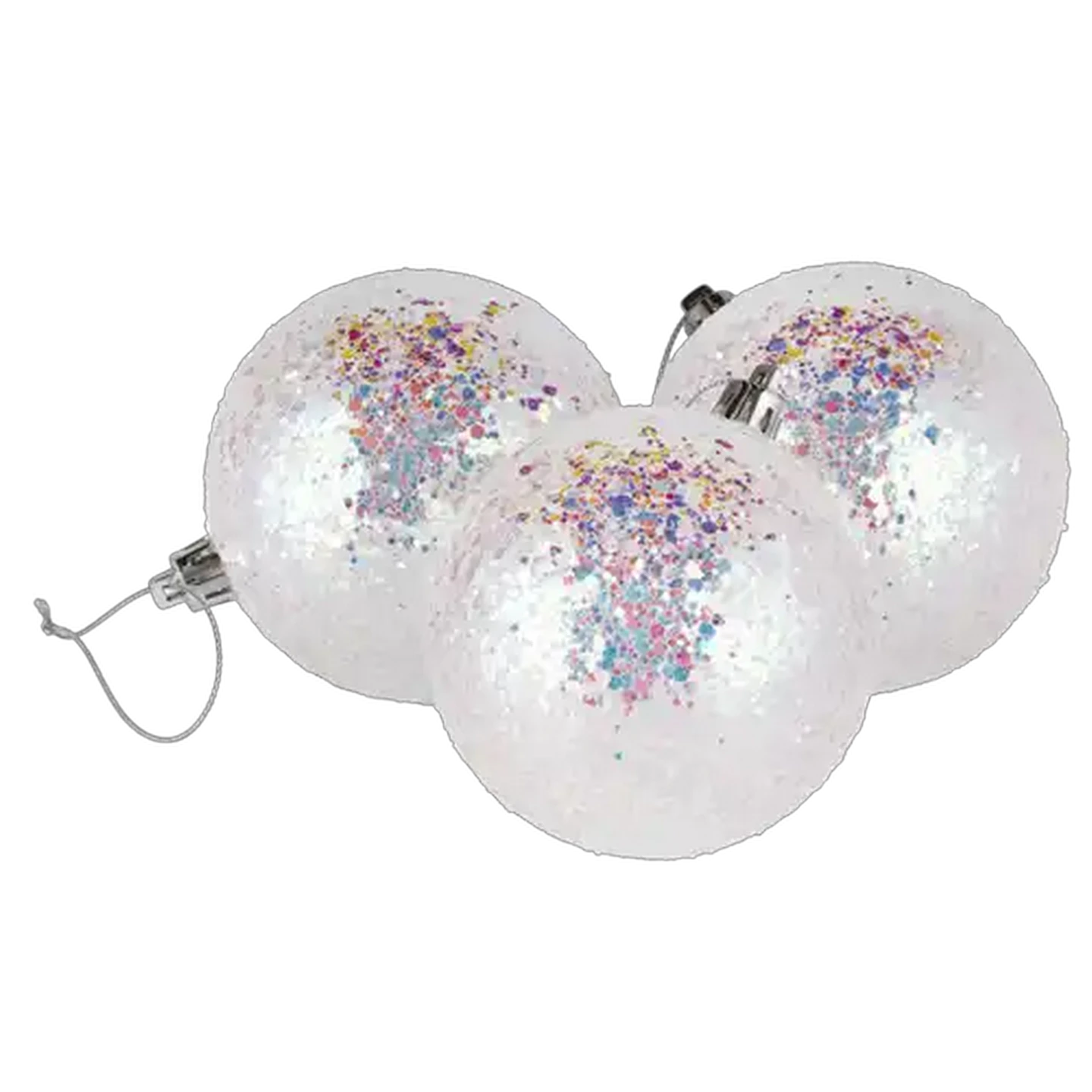 Image of Santa's Choice White Shimmer Christmas Baubles 60mm 6-Pack