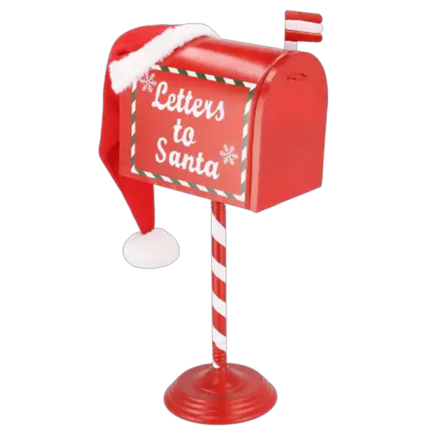 Image of Metal Christmas Mailbox with Santa's Hat 53cm