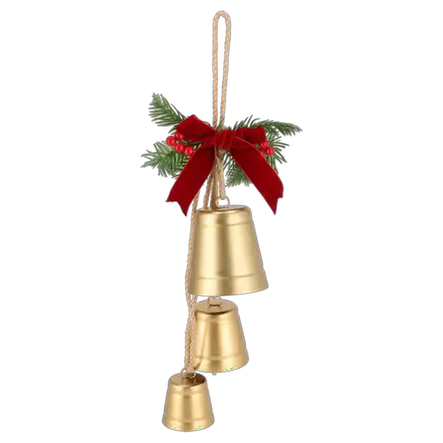 Image of Santa's Choice Gold Hanging Christmas Bells 42cm 3-Pack